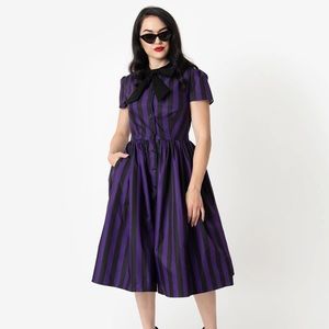 Unique Vintage Striped Pinup Dress Size Large 8/10